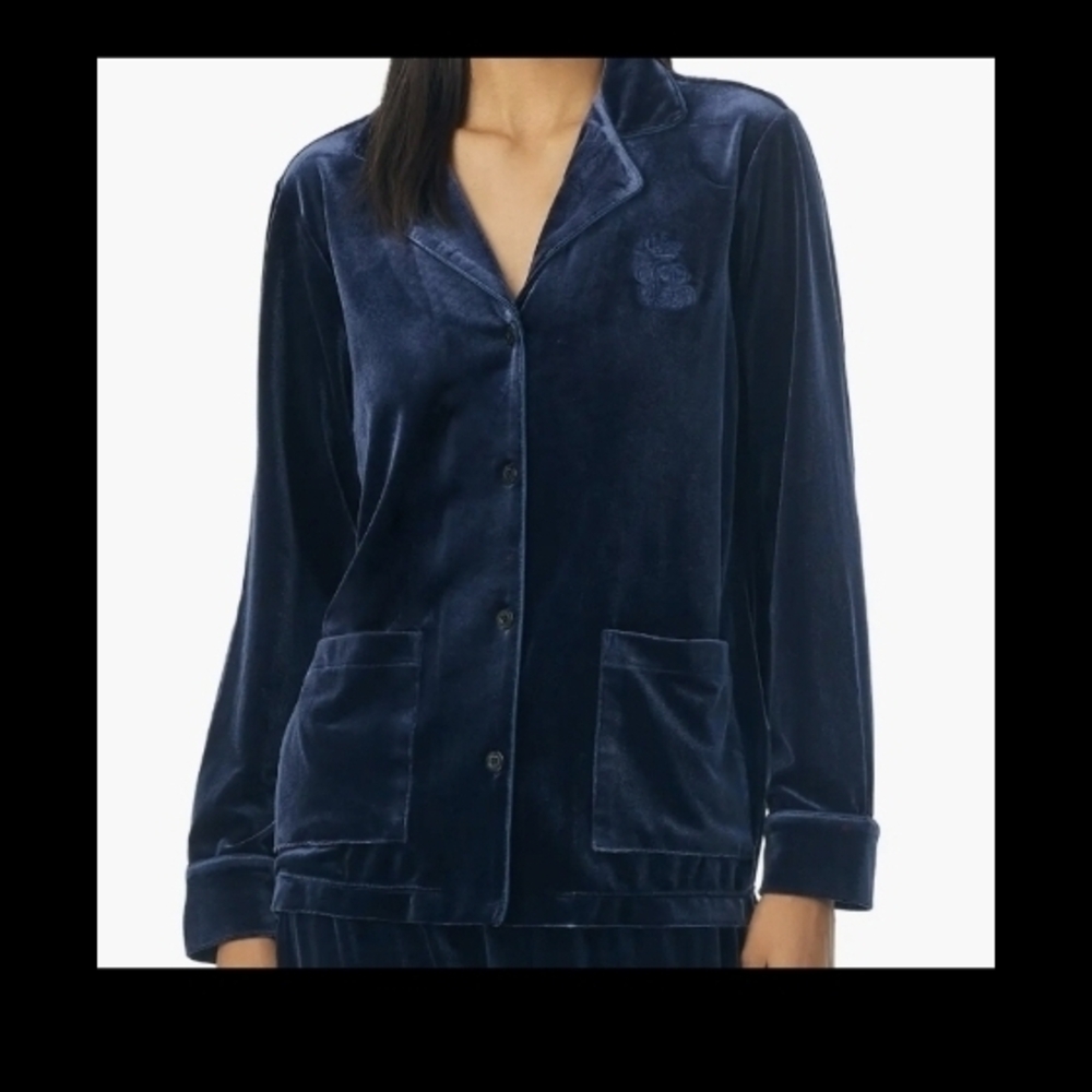 Ralph Lauren Midnight Blue Velvet Pajama Top